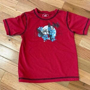 Red Boys Surf Rashguard with Blue Accents